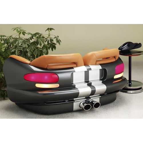 Black and Tan Dodge Viper Couch 