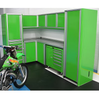 76" left Wall and 124.5" Right Wall Custom Aluminum Cabinets