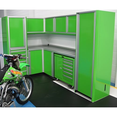 76" left Wall and 124.5" Right Wall Custom Aluminum Cabinets