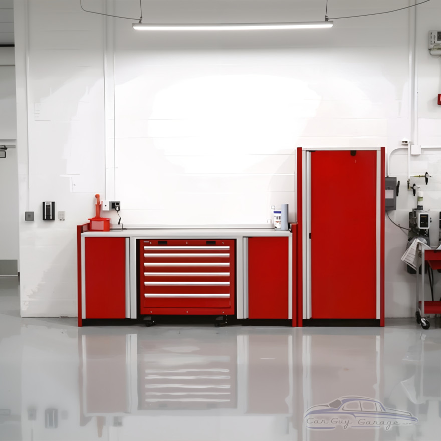 All-Aluminum Garage Cabinet Set with Locker and Mobile Tool Cart