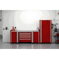 All-Aluminum Garage Cabinet Set with Locker and Mobile Tool Cart