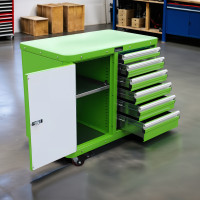 40 in Aluminum Rolling Tool Cart, 6-Drawer with Cabinet Door