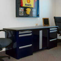Powder-Coated Aluminum Office Credenza with File Drawers and Cabinet