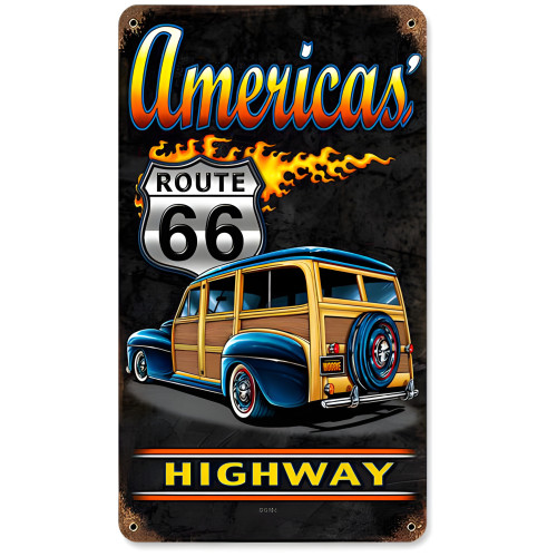 America Highway Metal Sign - 8" x 14"