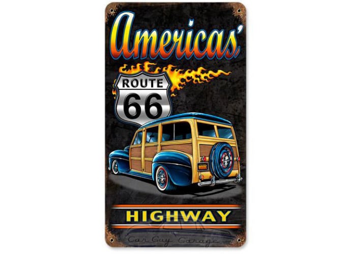 America Highway Metal Sign - 8" x 14"