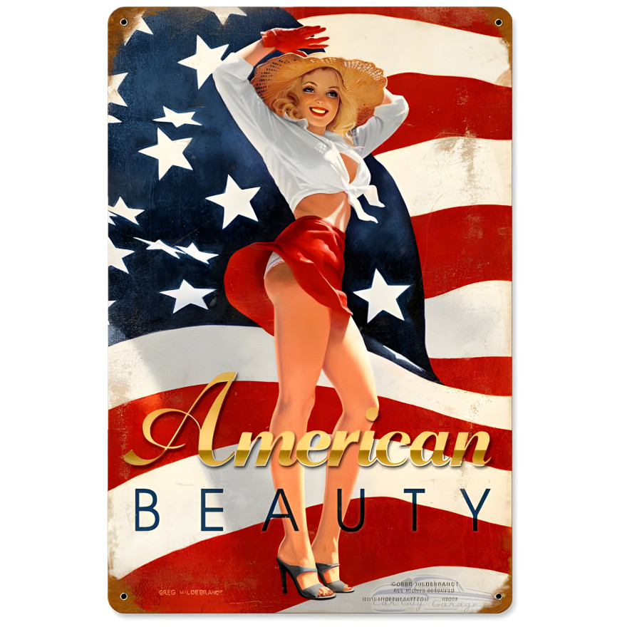 American Beauty Metal Sign - 12" x 18"