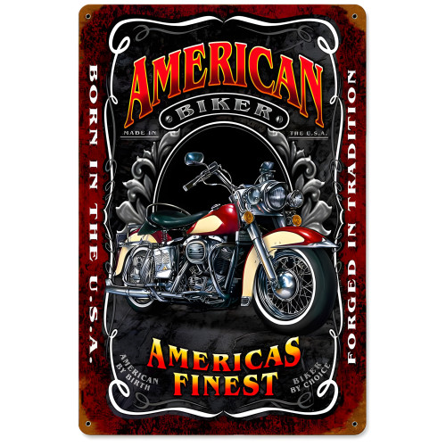 American Biker Metal Sign - 12" x 18"