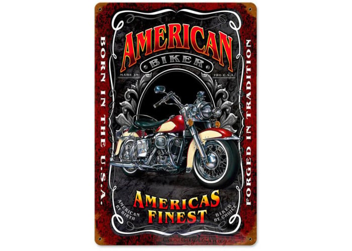 American Biker Metal Sign - 12" x 18"