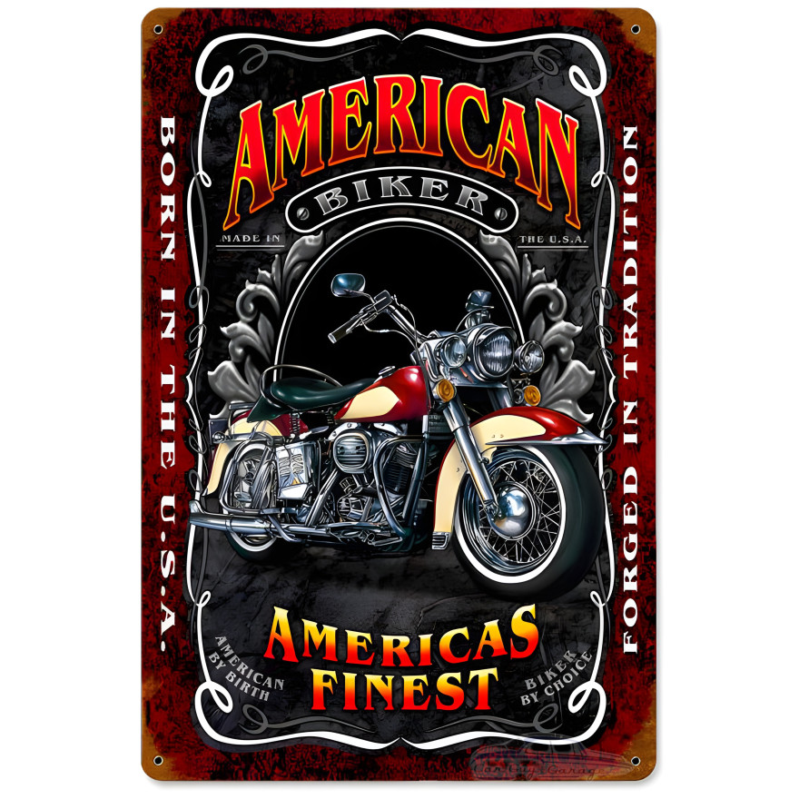 American Biker Metal Sign - 12" x 18"