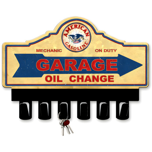 American Gas Key Hanger Metal Sign - 14" x 10"