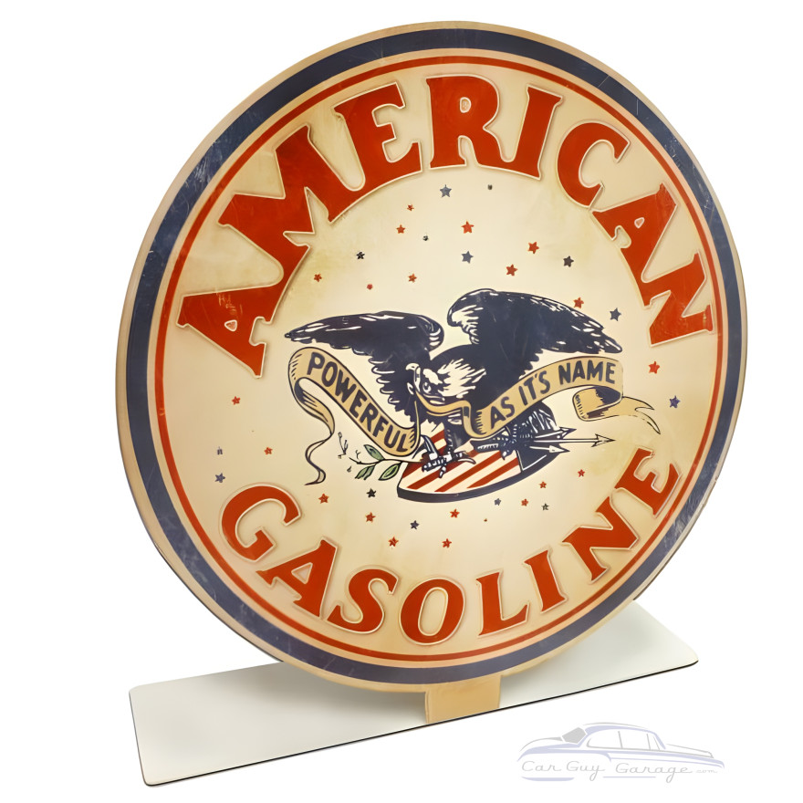American Gasoline Topper Metal Sign - 8" x 8"