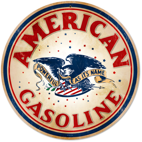 American Gasoline Metal Sign - 14" Round