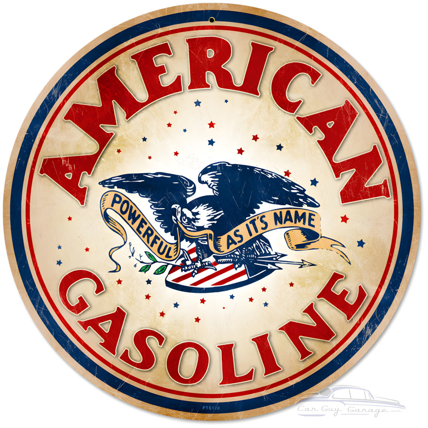 American Gasoline Metal Sign - 14" Round