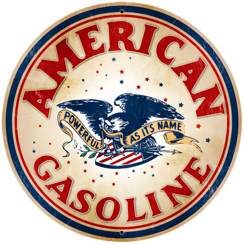 American Gasoline Metal Sign - 28" Round