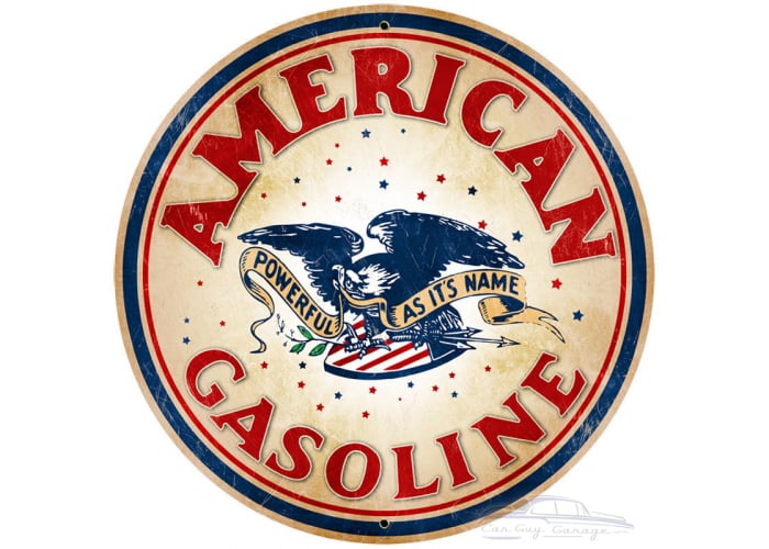 American Gasoline Metal Sign - 28" Round