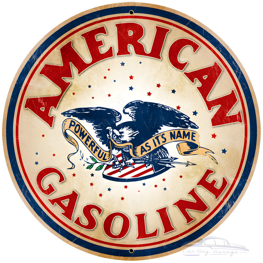 American Gasoline Metal Sign - 28" Round