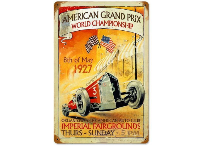 American Grand Prix Metal Sign - 18" x 12"