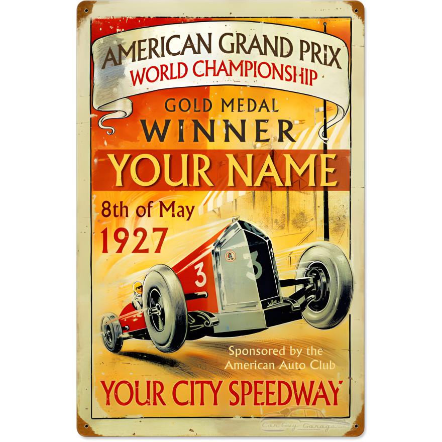 American Grand Prix Metal Sign - 16" x 24"