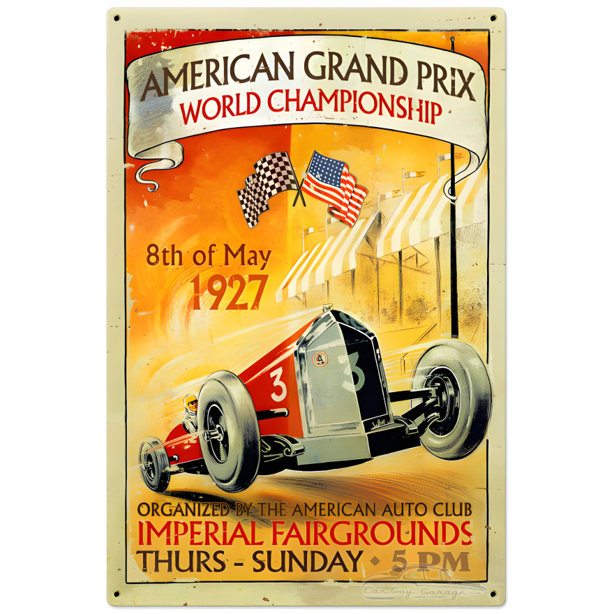 American Grand Prix Metal Sign - 24" x 36"