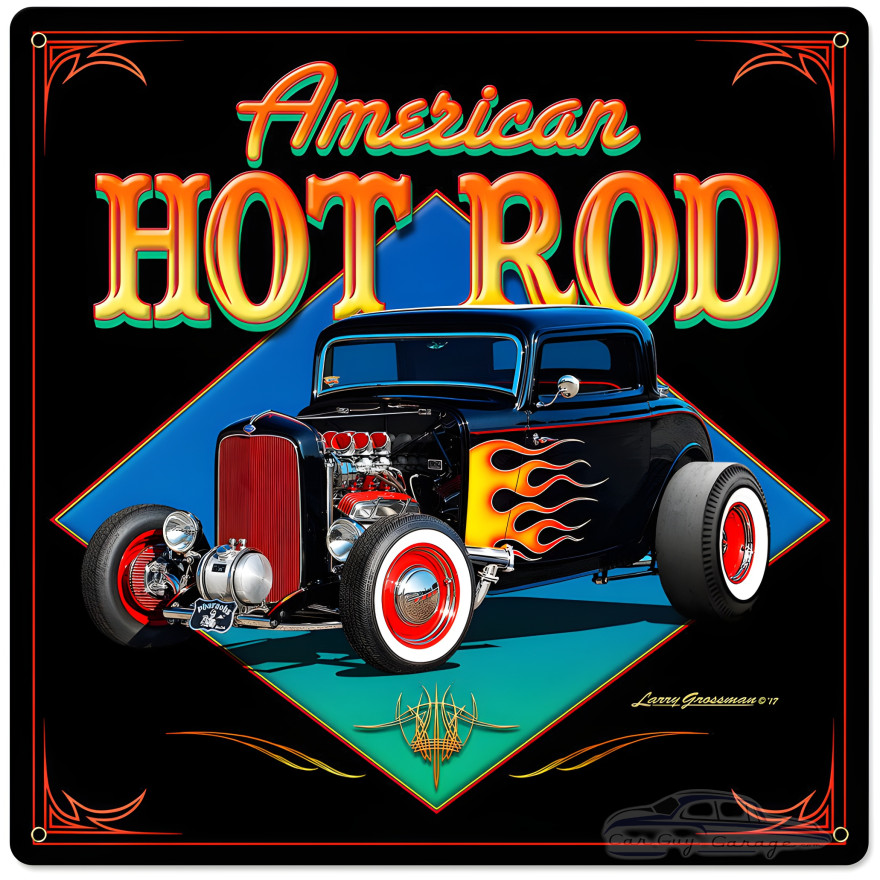 American Hot Rod '32 Metal Sign - 24" x 24"