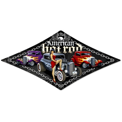 American Hot Rod Metal Sign - 24" x 14"