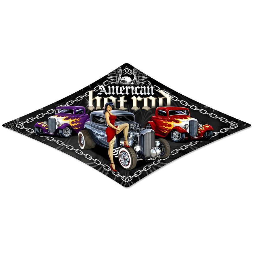 American Hot Rod Metal Sign - 24" x 14"