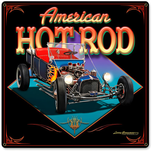 American Hot Rod Metal Sign - 24" x 24"
