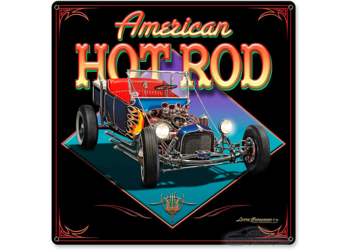 American Hot Rod Metal Sign - 24" x 24"