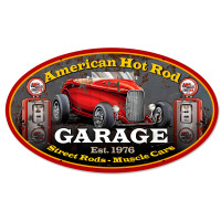 American Hot Rod Metal Sign - 24" x 14"