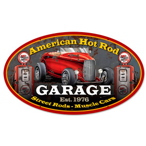 American Hot Rod Metal Sign - 24" x 14"