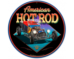 American Hot Rod Metal Sign - 28" Round