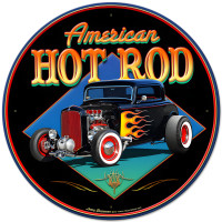 American Hot Rod '32 Metal Sign - 28" Round