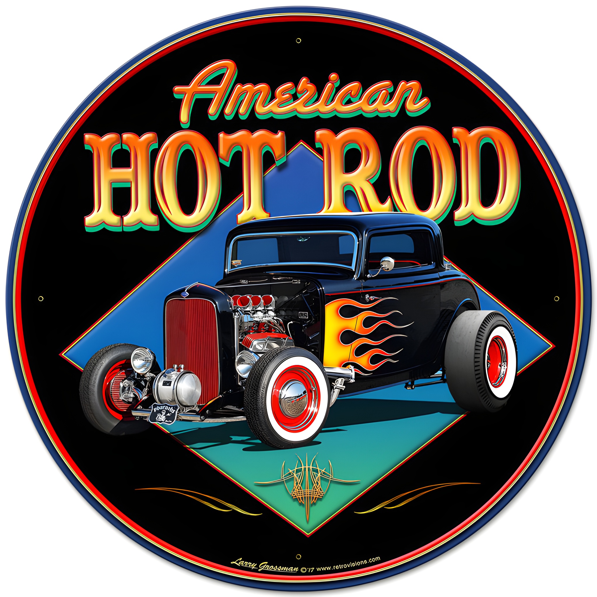 Hot Rod Metal Sign - American '32 Coupe Art