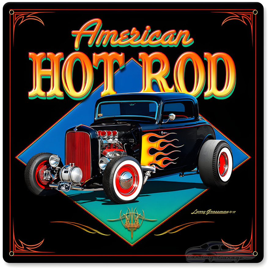 American Hot Rod '32 Metal Sign - 12" x 12"