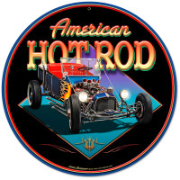 American Hot Rod Metal Sign - 14" Round