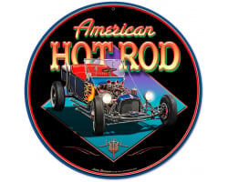 American Hot Rod Metal Sign - 14" Round