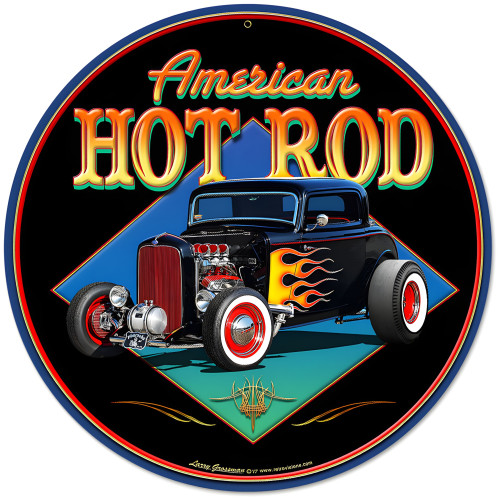 American Hot Rod '32 Metal Sign - 14" Round