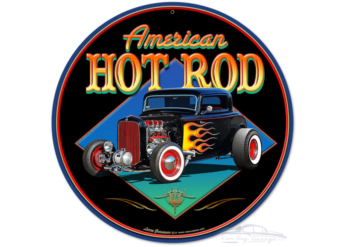 American Hot Rod '32 Metal Sign - 14" Round