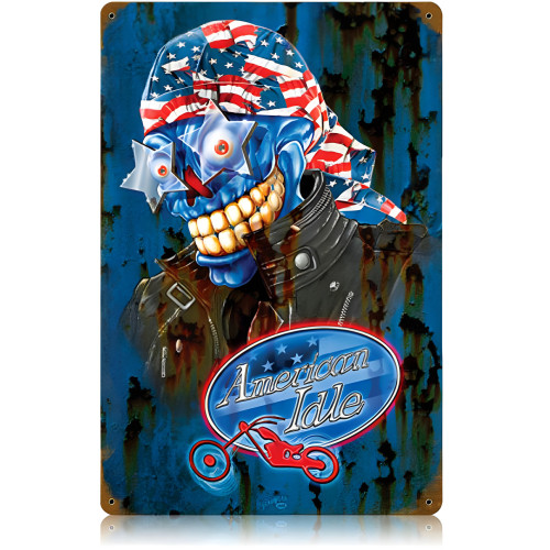 American Idle Metal Sign - 12" x 18"