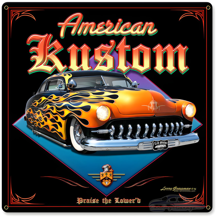 American Kustom Metal Sign - 12" x 12"