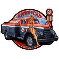 American Petroleum Girl Metal Sign - 19" x 14"
