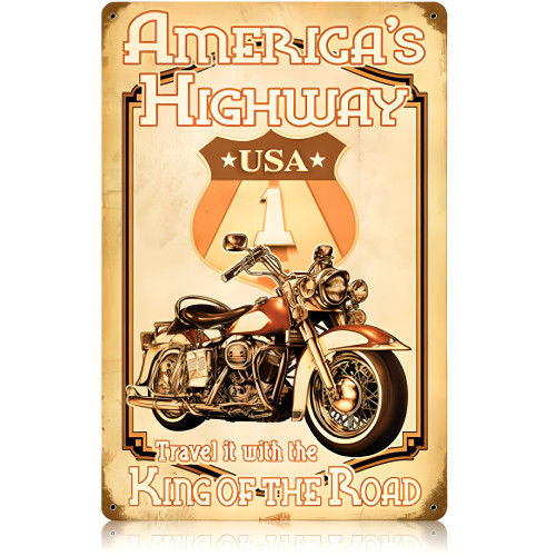 Americas Highway Metal Sign - 12" x 18"