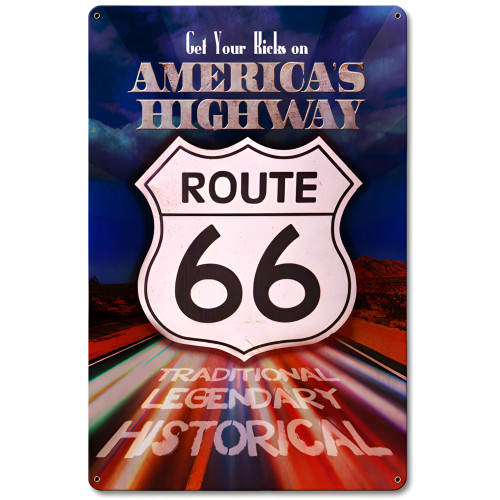 America's Highway Metal Sign - 12" x 18"