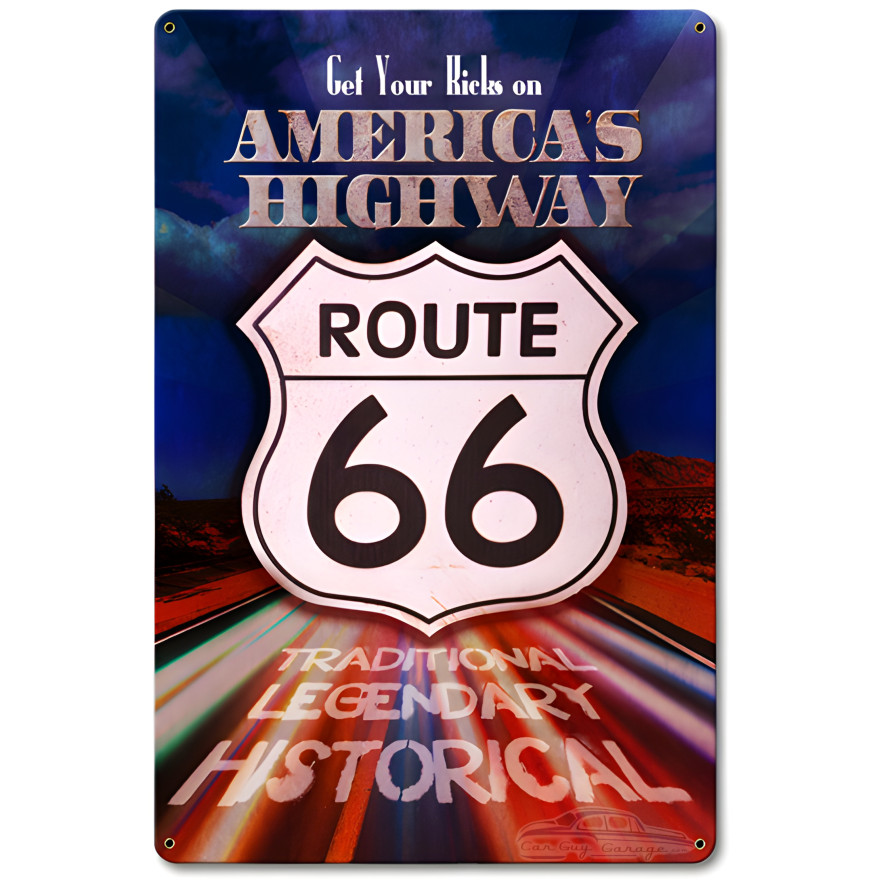 America's Highway Metal Sign - 12" x 18"