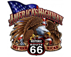 America's Highway Route 66 Metal Sign - 18" x 18"