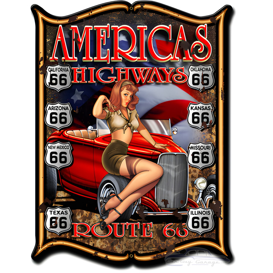 America's Highways Metal Sign - 14" x 19"