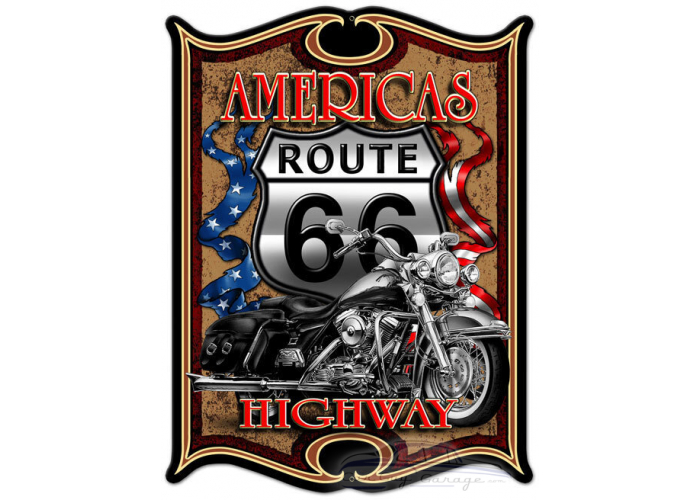 Americas Highway Metal Sign - 14" x 19"