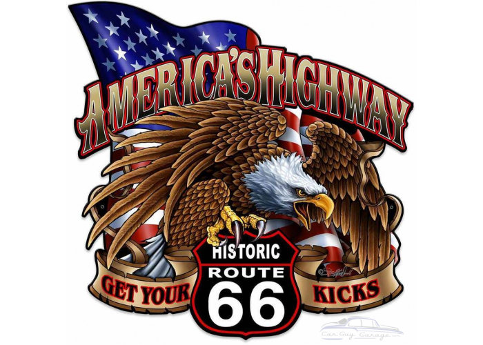 America's Highway Route 66 Metal Sign - 24" x 24"