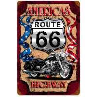 Americas Highway 66 Metal Sign - 12" x 18"