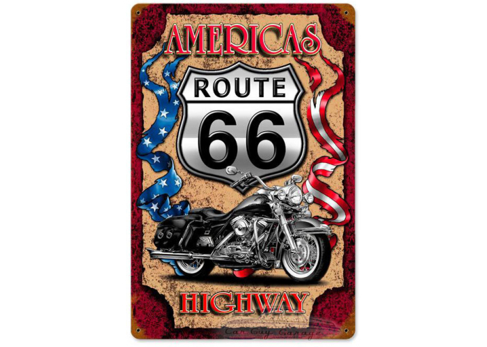 Americas Highway 66 Metal Sign - 12" x 18"